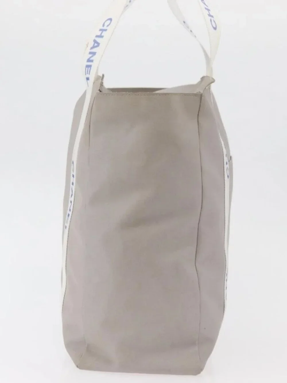 CHANEL Tote Bag Canvas Gray Silver CC Auth BA12334